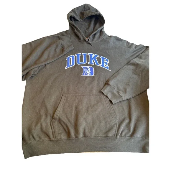 VTG DUKE Blue Devils Fleece‎ Hoodie Black W Embroidered SpelloutLogo Men's XXL